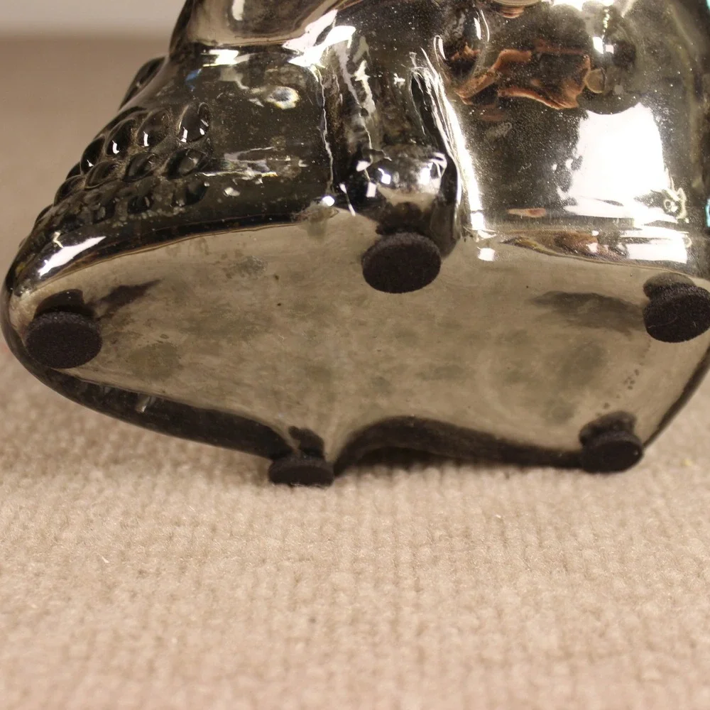Mercury Glass Skull Tea Light Candle Holder Smoked Silver Gold Rim Gothic Decor